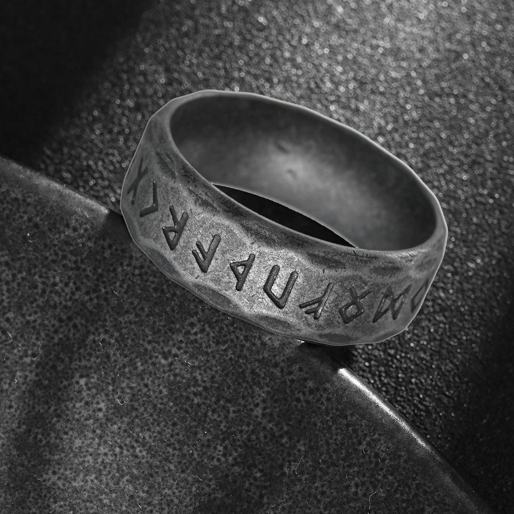 

Hiphop 8/10/12mm Antique Copper Color Stainless Steel Rings For Men Women Retro Viking Rune Ring Punk Gothic Rock Biker Zircon 8