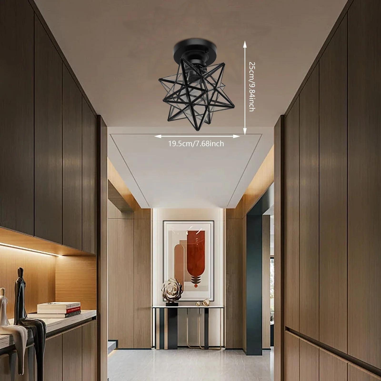 

Потолочный светильник Моравская звезда, Стеклянный плафон Марокканская звезда Потолочный светильник, Черная отделка Прозрачный стеклянный светильник чёрный