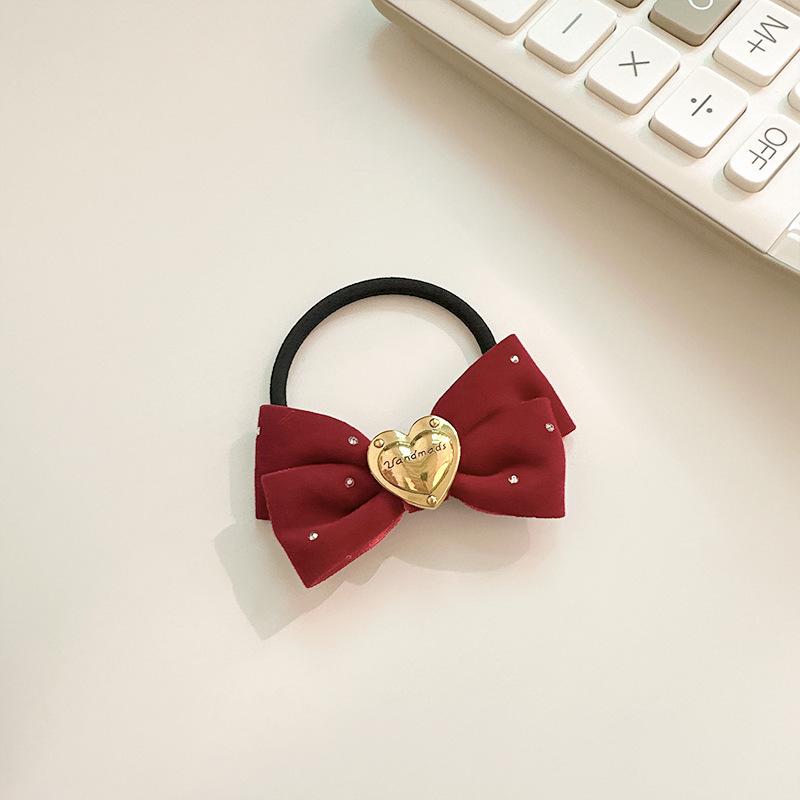 1PCS New Lovely Princess Metal Heart Bow Girls Elastic Hair Bands Children Hair Ties Kids Hair Accessories Baby Headwear