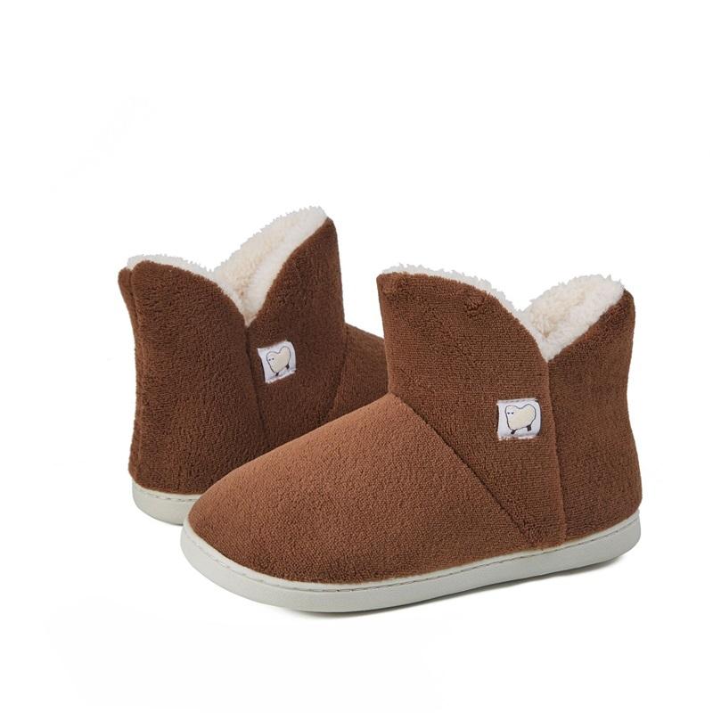 Winter Home Soft Thick Soled Warm High Top Tube With Plush Cotton Shoes