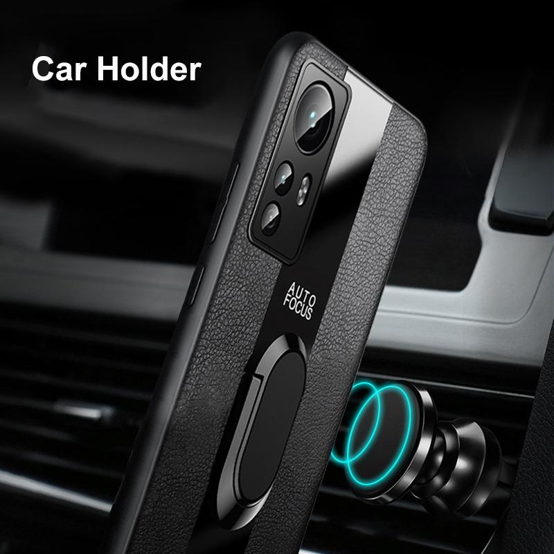 Ringholder Lærdeksel For Xiaomi Mi 12 Pro 12X 12S Ultra 12T Pro Deksel Silikon Telefondeksel For Poco X3 F5 Pro F3 F4 X4 GT