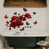 Valentine's Day Floral Wall Stickers, Rose Butterfly Decor, Living Room Bedroom Kids Room Holiday Background Wall Art
