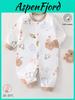 Baby Cotton Long Sleeve Romper With Snap Closure For Newborn Infants