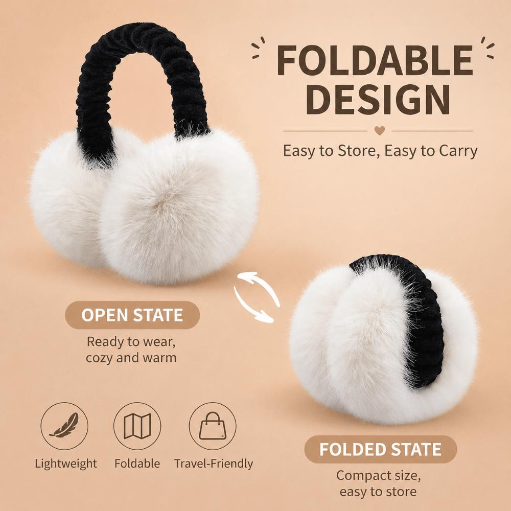 Faux Fur Plush Earmuffs Folding Earflap Protection Fashion Ear Warmer for Men Women