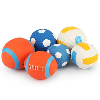 Rugby Kleiner Hund Haustier Spielzeug Volleyball Fußball Hundespielzeug Baumwollfüllung Latex Druckgeräusch Ball Haustier Quietschspielzeug