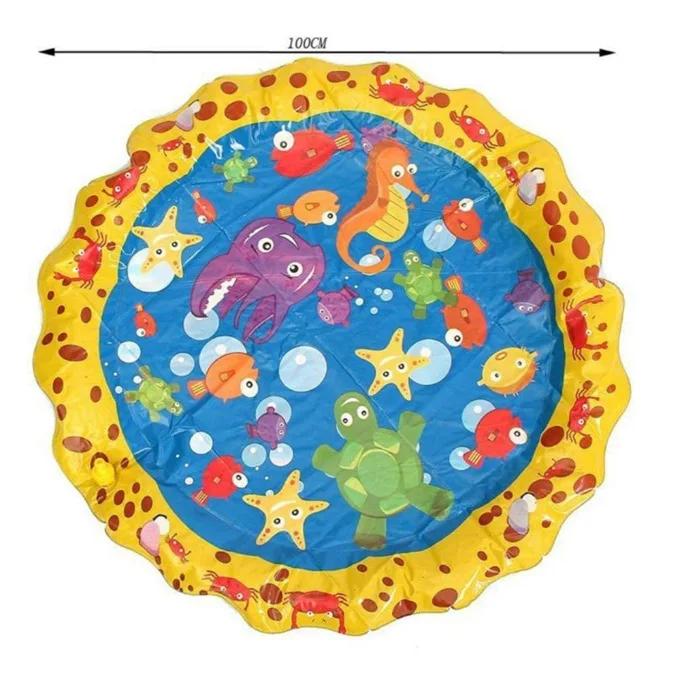 100/170cm Summer Kids Sprinkler Play Pad Mat Outdoor Lawn Beach Yellow Sea Inflatable Water Spray Water Games Beach Mat Cushion