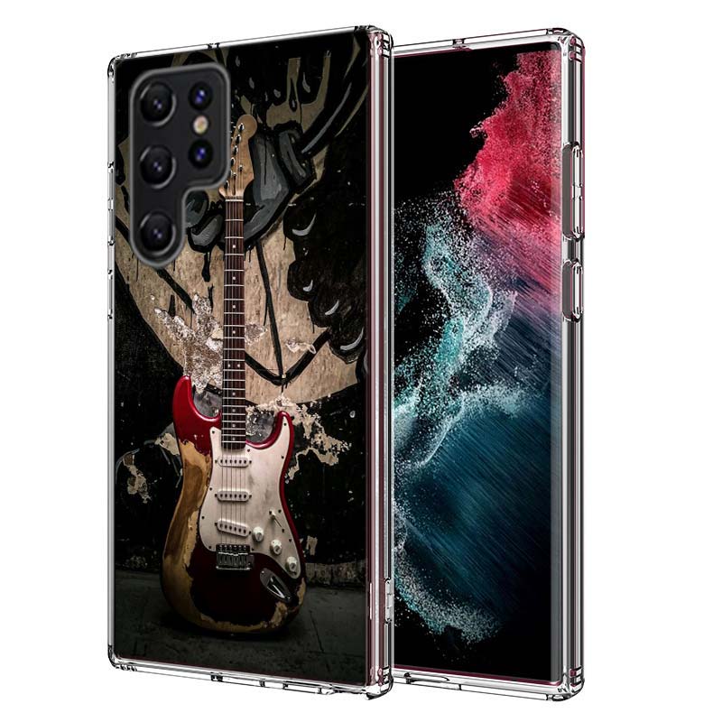 Capa de Celular Elétrica Retro Rock Music Para Samsung S25 Edge S24 FE Galaxy S21 S20 FE S23 S22 Ultra S10 Plus S10E Capa Transparente