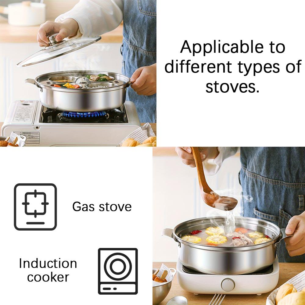 Stainless steel multi-grid slow cooker and steamer - suitable for induction cookers, with ergonomic handle, stackable design