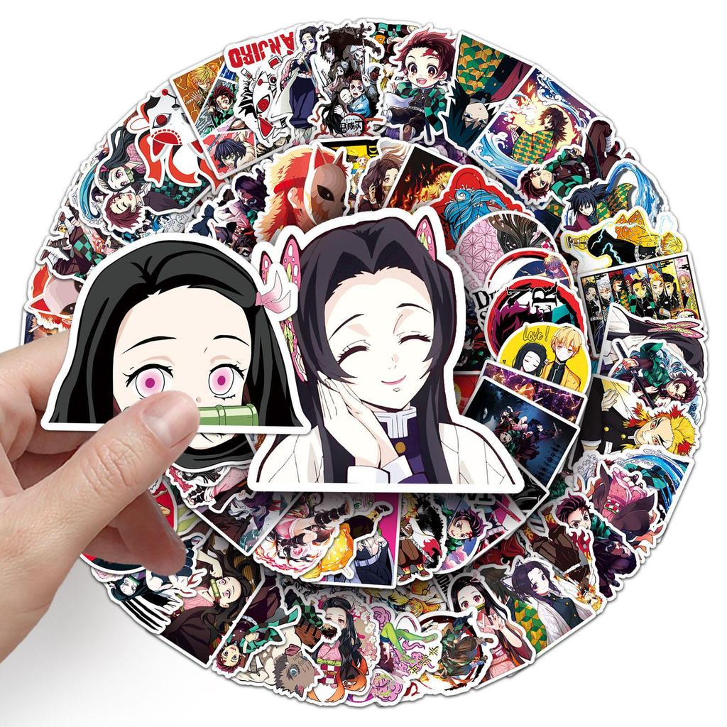 Demon Slayer Anime Graffiti Stickers Set - 100 PVC Stickers for DIY Skateboards & Luggage