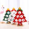 Holiday Tabletop Decor Carved Wood Xmas Tree 6 Hole Centerpiece for Mantel Scene Christmas Village Diorama Craft Ornament