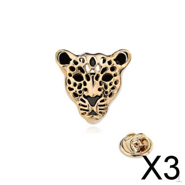 

3x1шт Голова леопарда Мужская рубашка Кончики воротника Кнопки-клипсы Петличный значок Брошь