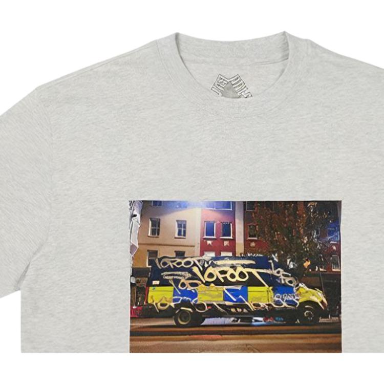 Palace FW23 Autumn Winter Collection 10Foot T-Shirt Car Print Crew Neck Short Sleeve T-Shirt Unisex T-shirts Gray P25TS286