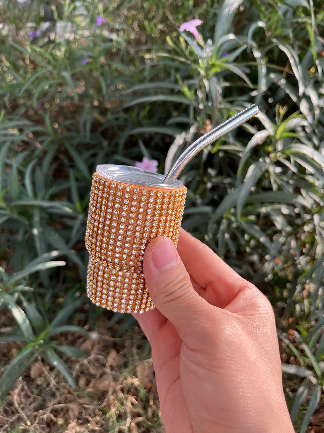 double wall 3oz stainless steel shot glass cup shot tumbler with diamond crystal rhinestone 51-100ml золотой