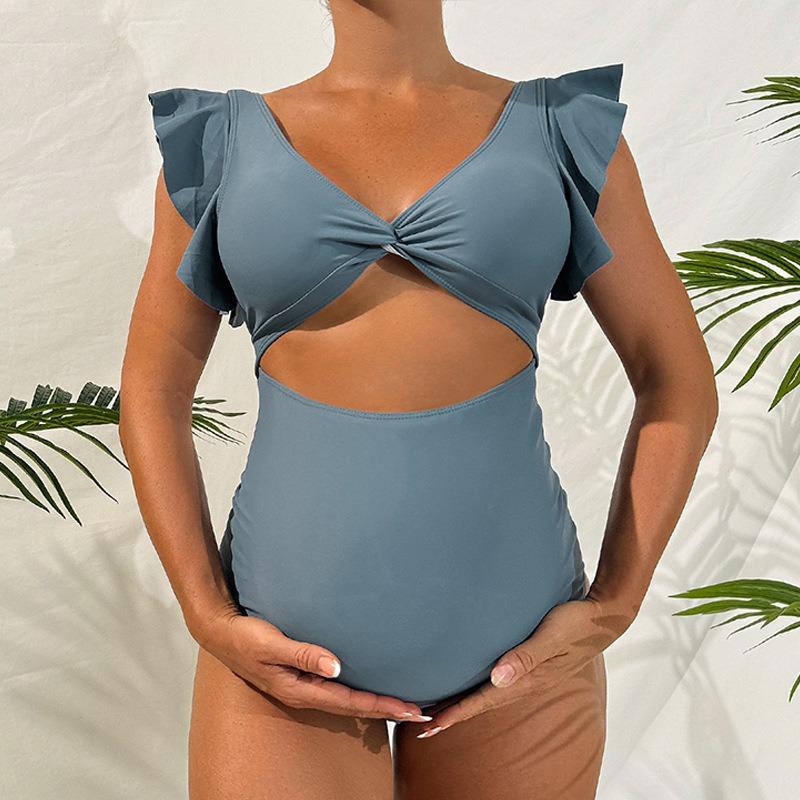 Women S Maternity One Piece Swimsuit Solid Color Loose Fit Tummy Control