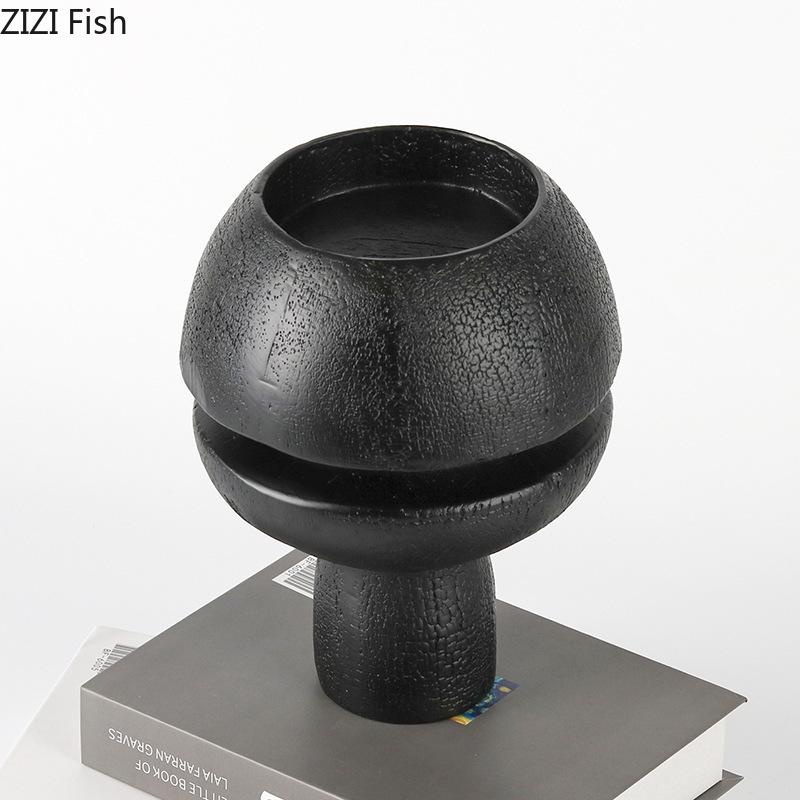 Minimalist Black Spherical Shape Ornaments Creative Artwork Resin Sculpture Desk Decoration Abstract Crafts Room Aesthetic Decor