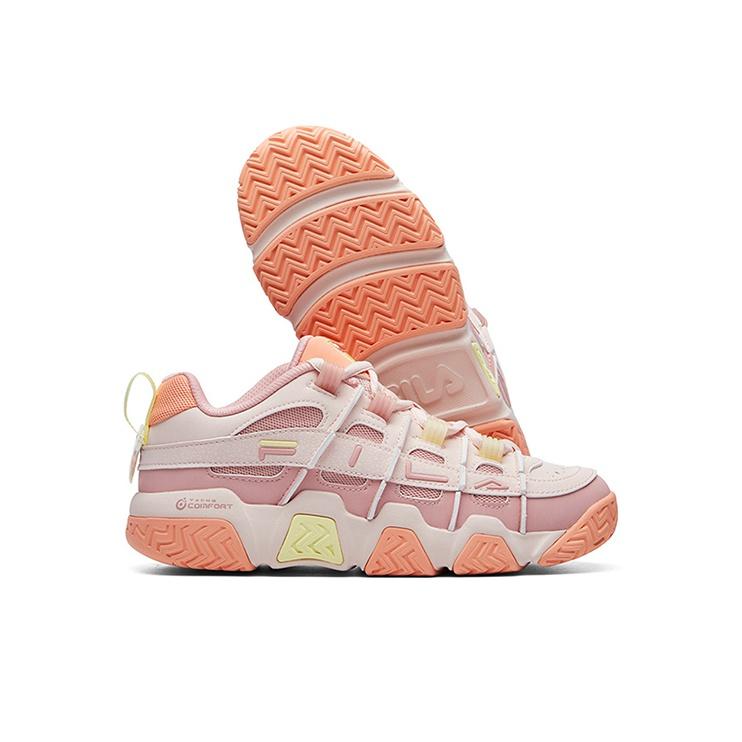 Fila Panini Personalidade Fashion Versátil Tênis de Basquete Retrô de Cano Baixo Mulher tênis Rosa-Fumê F12W111208FMA
