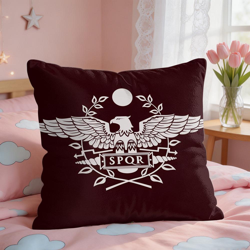 Gold Imperial Eagle Rome SPQR Cushion Cover Square Short Plush Pillow Case Living Room Sofa Home Decor Funda X