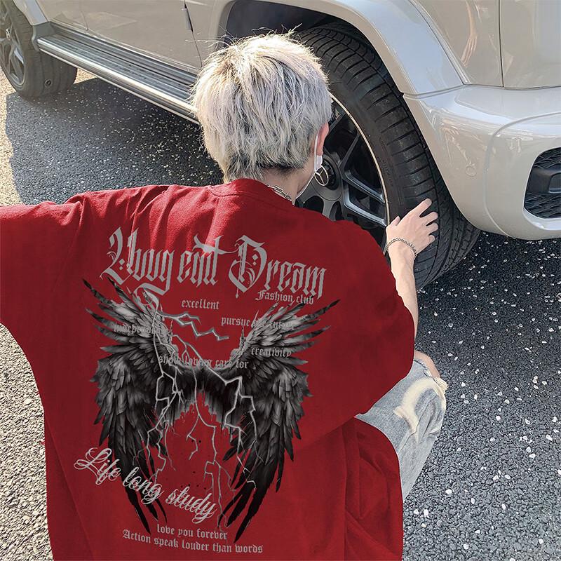 Мужская хлопковая футболка VUUG в американском стиле с принтом крыльев 3XL