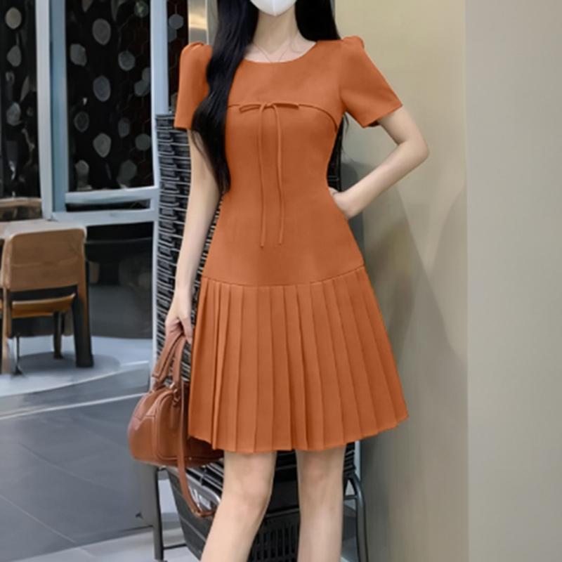 ZANZEA Women Casual Round Neck Solid Color Short Sleeve Dress