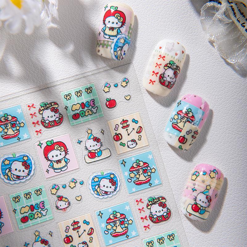 SKY Hello Kitty Embossed Sticker Set - Cute DIY Journal & Phone Case Stickers