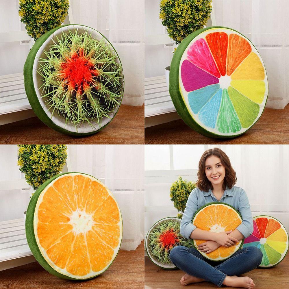 Relaxing 33cm 3D Fruit Seat Cushion Funny Fruit Round Cushion Butt Relaxing Throw Pillows Couch