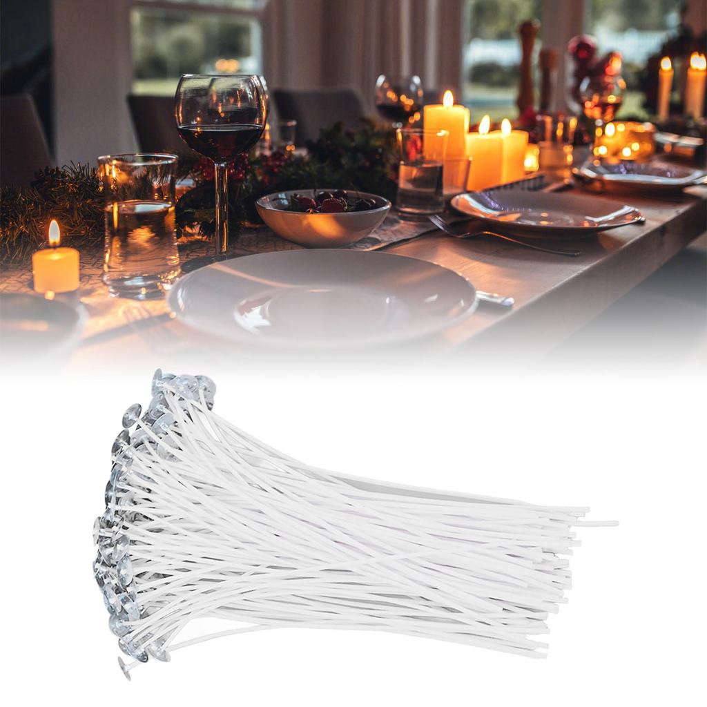 100PCS Candle Wick 20cm/7.9in Cotton Core White Plant Wax with Base for Candles DIY Making