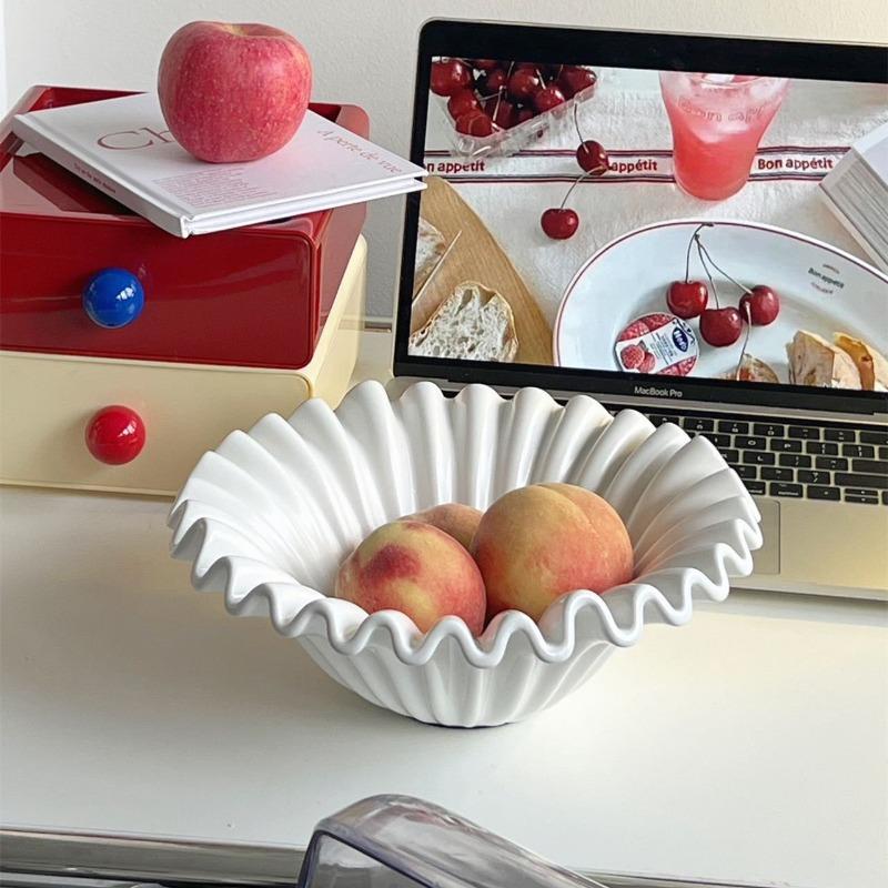 Modern Storage Tray Ceramics Wavy Design Bowl Art Fruit Tableware Luxury Table Top Items Table Decoration Home Accessories