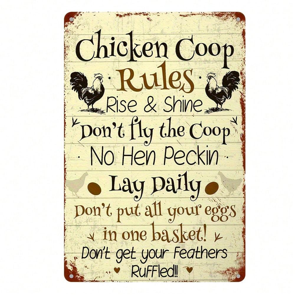 Vintage Farmhouse Tin Wall Art Set of 3 Kitchen Decor Chicken Metal Sign 20x30