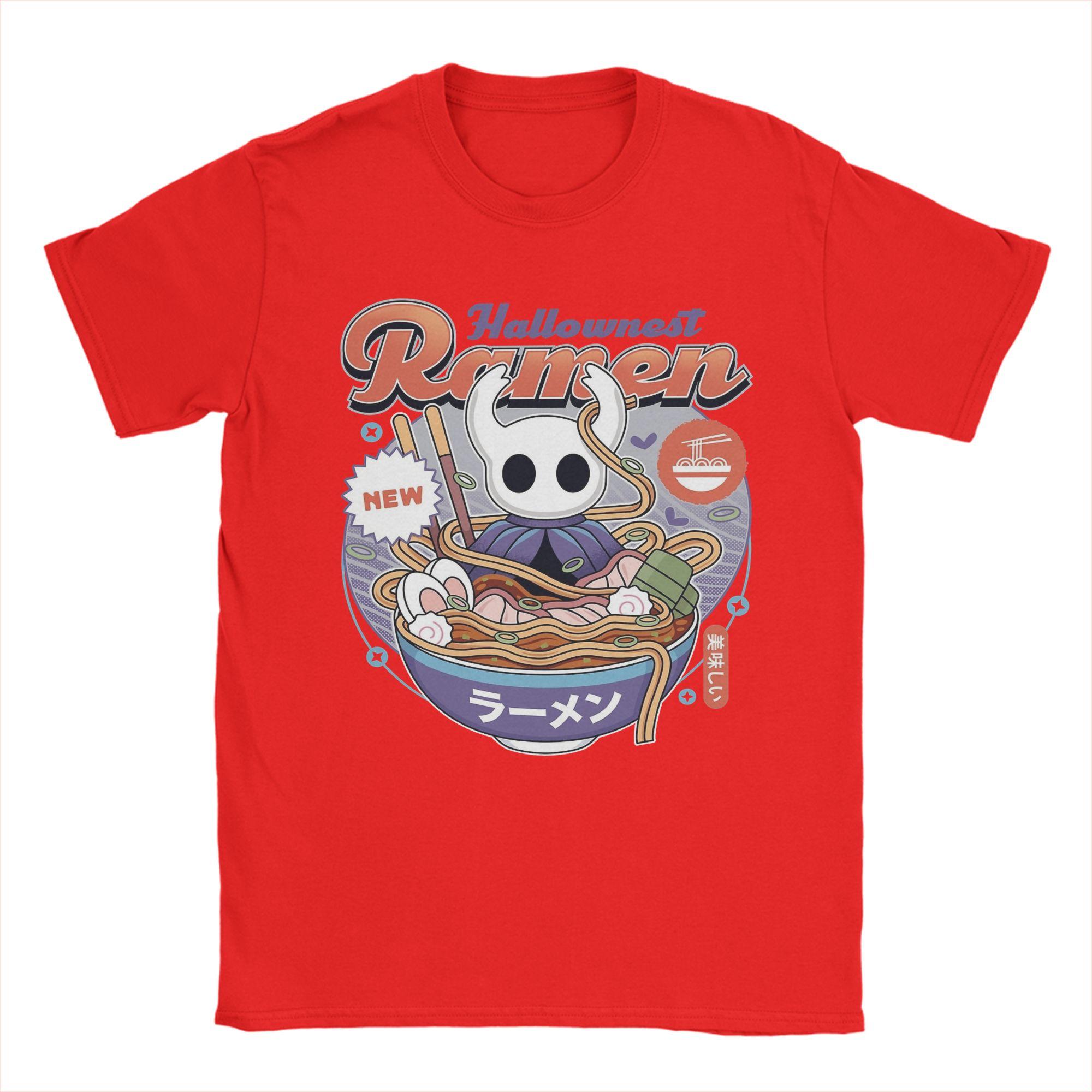 

Hallownest Ramen Vintage Hollow Knight Silksong TShirts Men Cotton Tees Crewneck Short Sleeve T Shirt Plus Size Clothing S