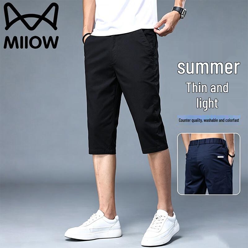 MiiOW Men s Summer Cropped Straight-Leg Casual Pants 28