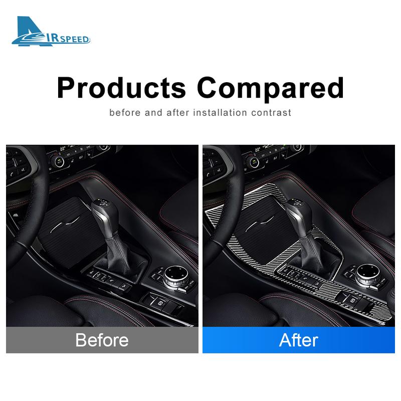 Real Carbon Fiber For BMW X1 F48 X2 F39 2018     Car Console Gear Shift Panel Frame Sticker Interior Accessories