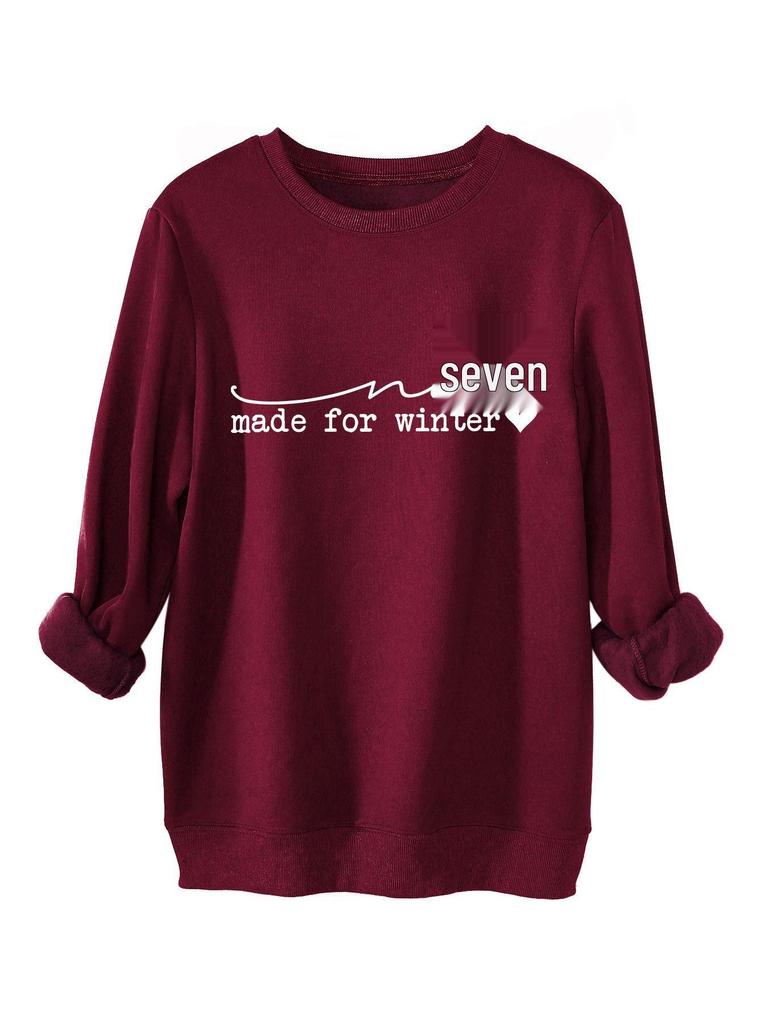 Women's Winter Unfit Simple Loose Fleece-Lined Pullover Hoodie