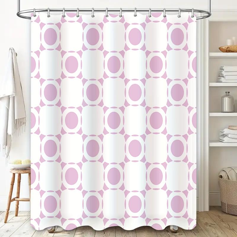 Bathroom Decor Set Shower Curtain Waterproof Plaid Print Modern Home Decor Washable Linen Fabric Bathroom Hanging Shower Curtain
