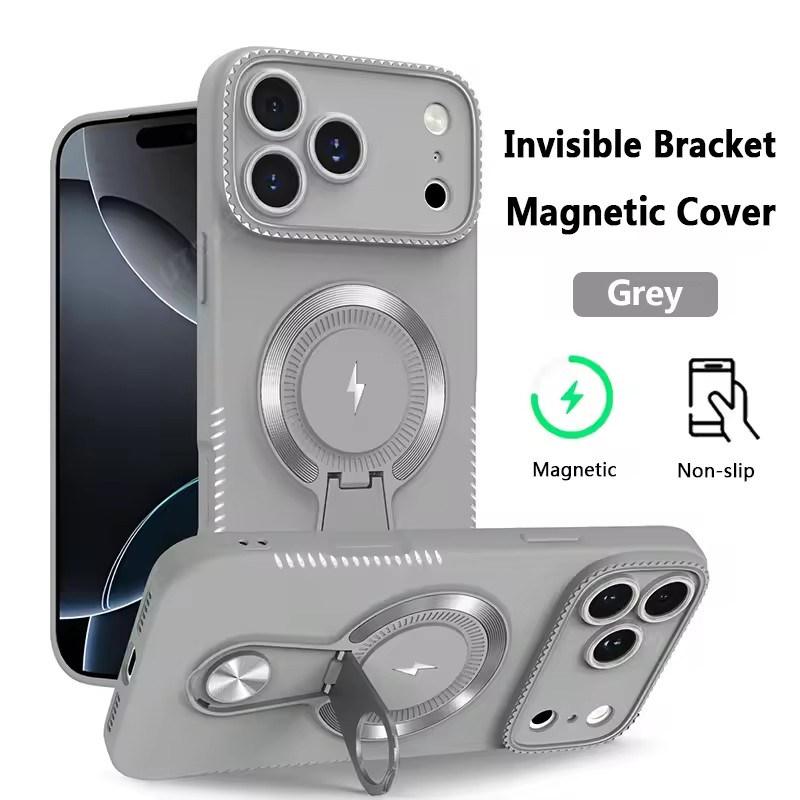 

Розкішний помаранчевий чохол з кронштейном для iPhone 17 16 15 14 13 12 11 Pro Max Plus Air Протиударний Нековзкий Чохол з підтримкою бездротової зарядки iPhone 15 Pro Max сірий