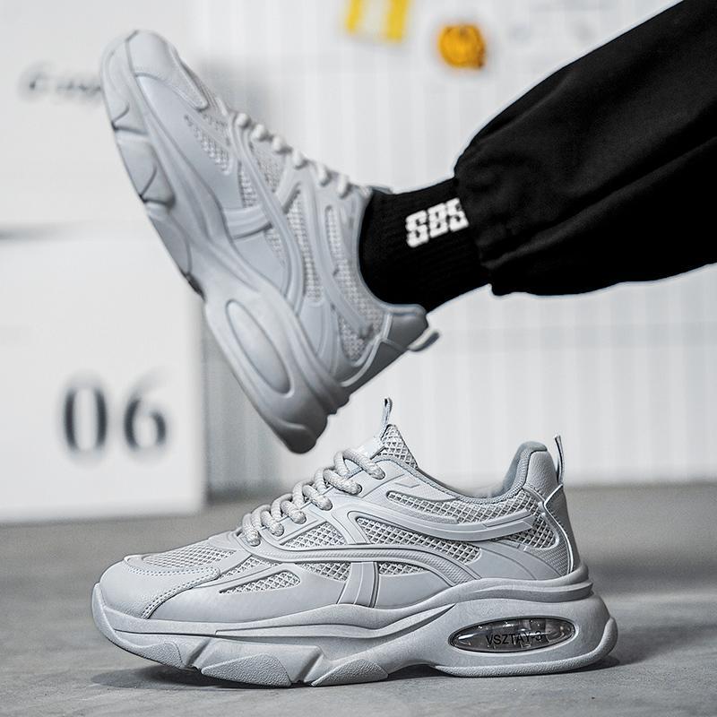 

Summer men s shoes 2025 new breathable shoes men s trend versatile platform sports shoes casual running dad trendy shoes 44 серый