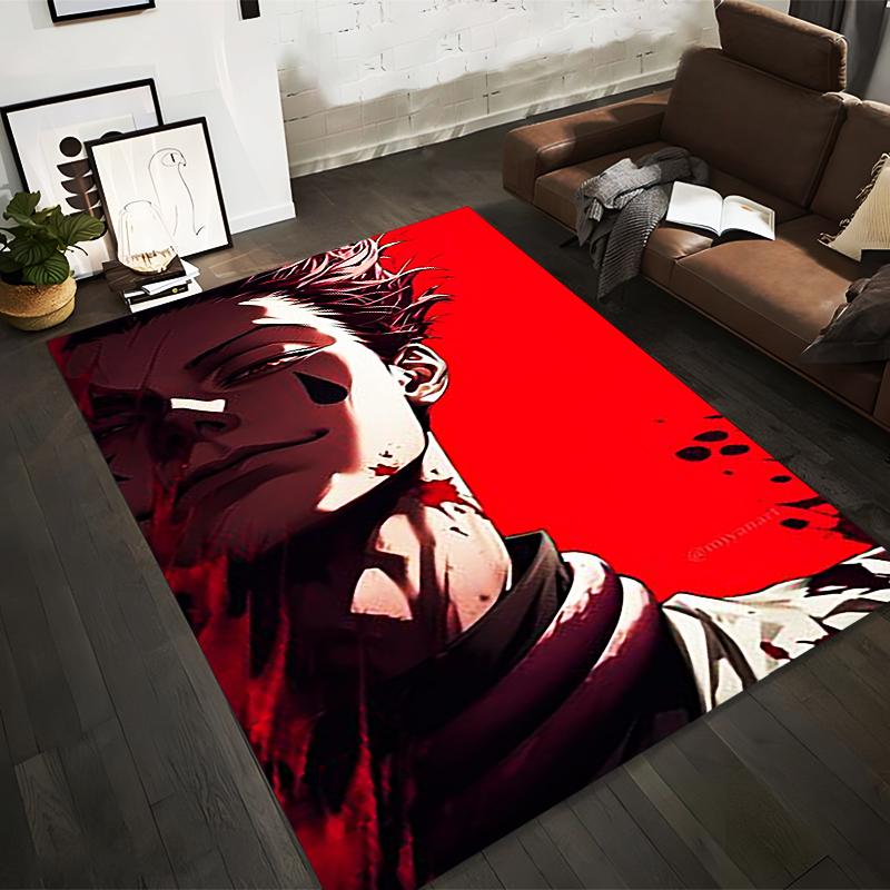 "Stylish Anime Character on Red Background Rug Non-slip rug suitable for living room and bedroom sofas sofas"