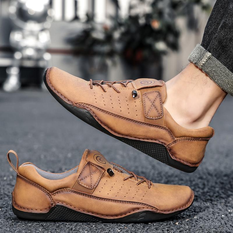 Fashion Genuine Leather Men Casual Shoes Breathable Sneakers Fashion British Style Loafers Men Luxury Designer Hiking Shoes Zapatos Homb