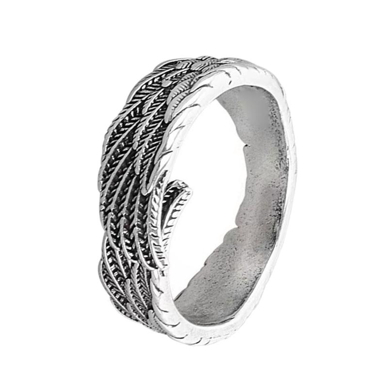Adjustable Open Feather Rings Vintage Styles Unisex Jewelry Accessory for Women Men Gifts Silver Tone Retro Designs