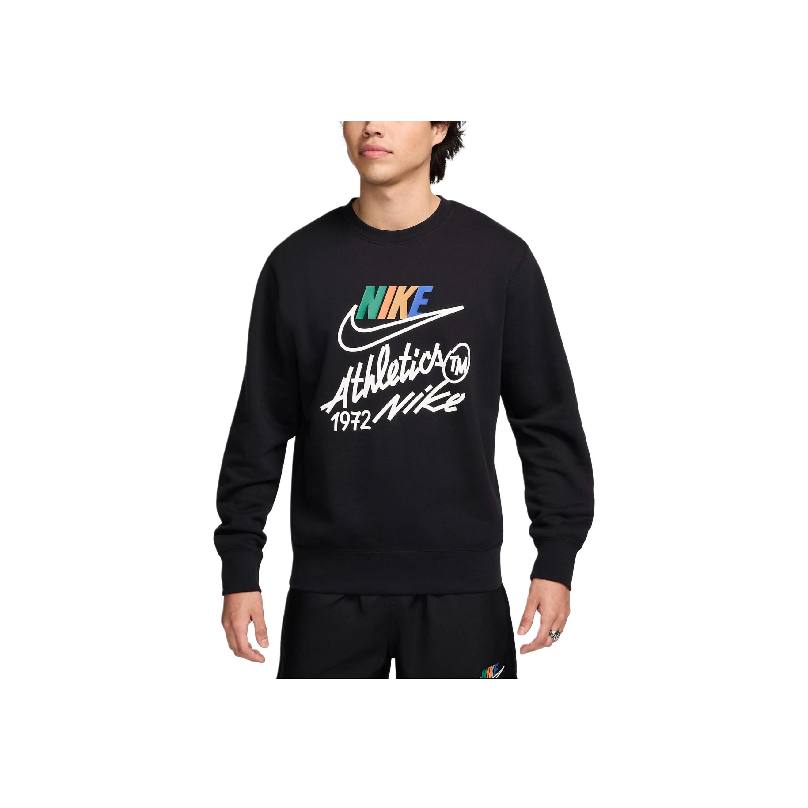 

Nike Club Fleece Crew Neck Long Sleeve Sweatshirt With Logo Print Men Sweatshirts Black FZ0812-010 S