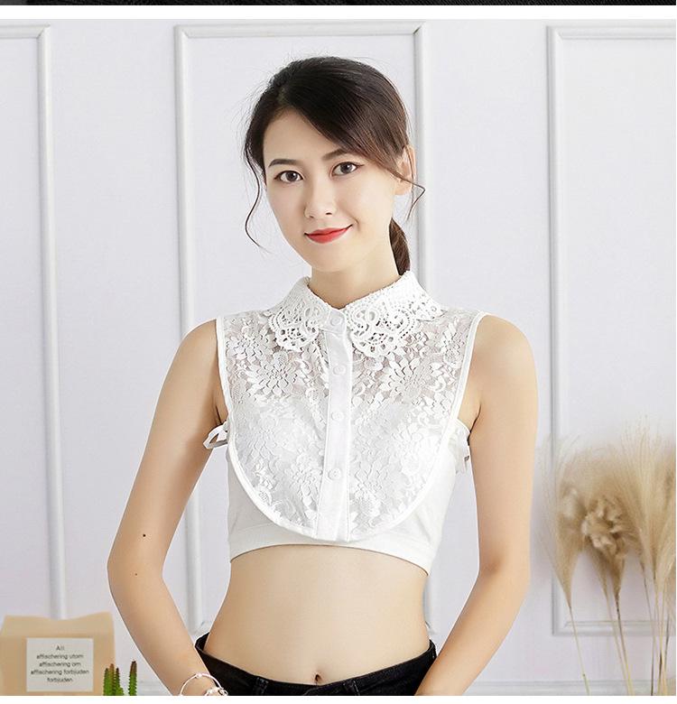 Women's Versatile White Ruffle Stand-Up Collar Dickey Sweater Accessory