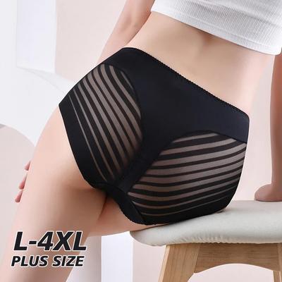 Lace Sexy Underwear Women's High Waist Plus Size Seamless Hollow Cotton Crotch Panties Briefs