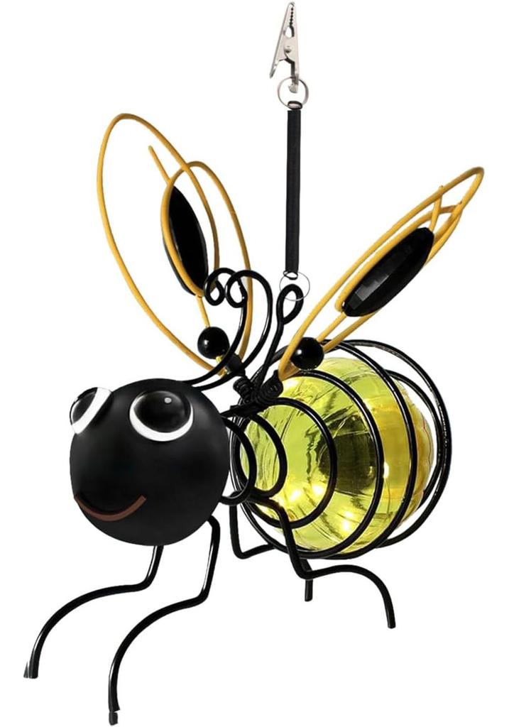 Outdoor Solar Lights Garden Hanging Solar Bee Light Outdoor Statues Figurine Lights Solar Bee Lights Outdoor Decorative Waterproof for Patio Yard