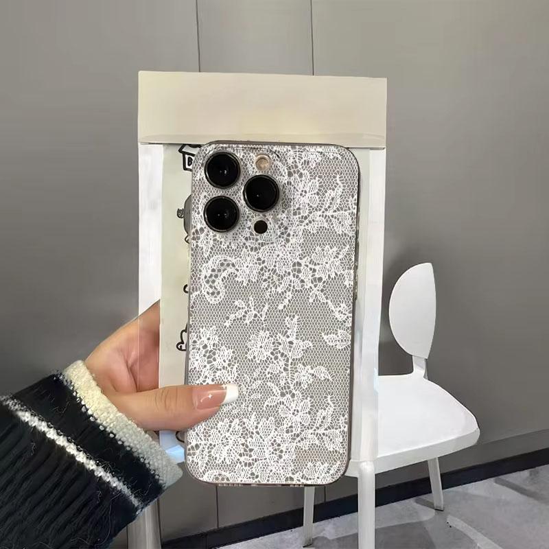 White Flower Lace Clear Phone Case For Samsung Galaxy S26 S24 S25 S23 Ultra S22 S21 S20 Plus FE A50 A71 A72 A73 Silicone Cover