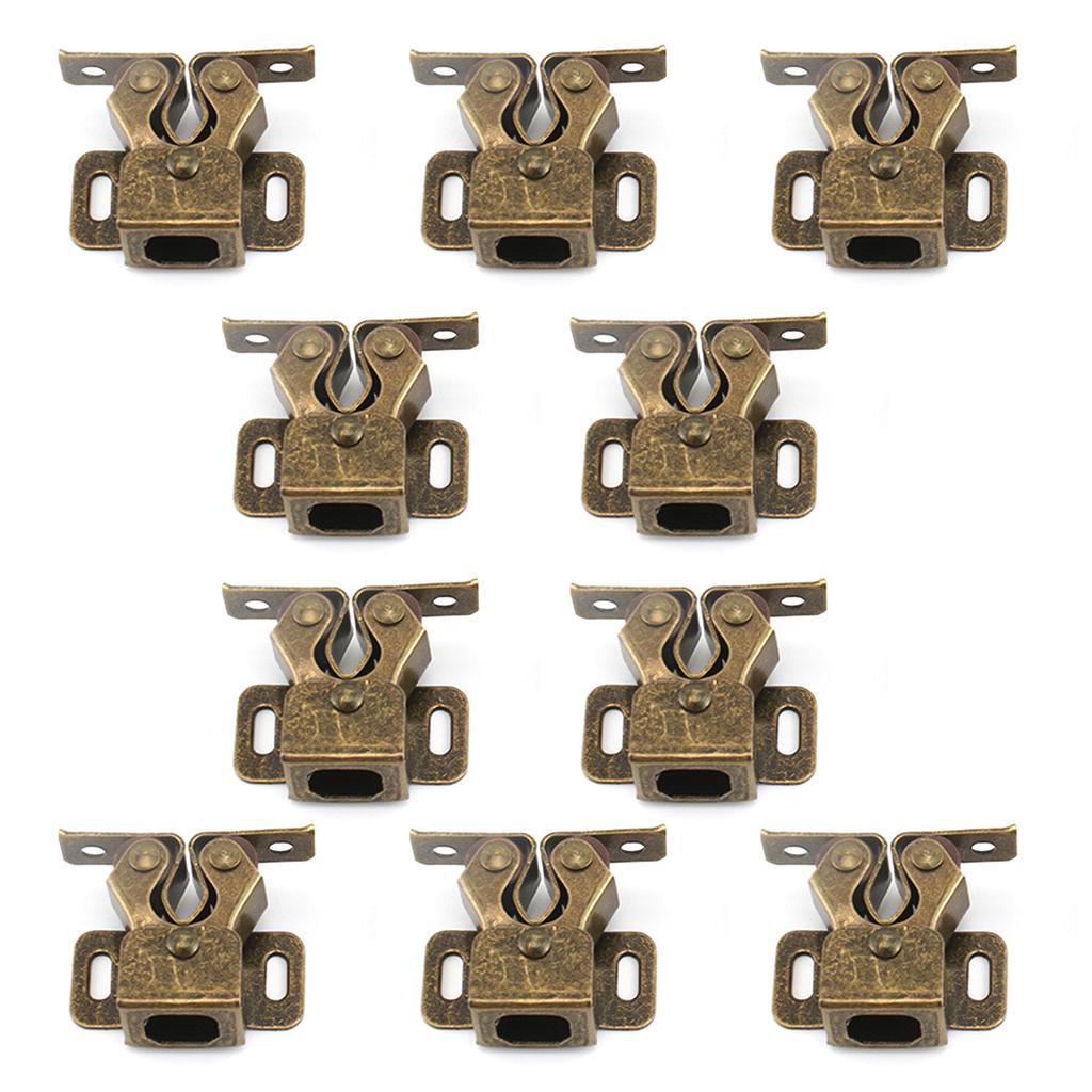 10 Pack Double Roller Catch Cabinet Latches for Cupboard Closet Door, Home Furniture Door Double Roller Catches