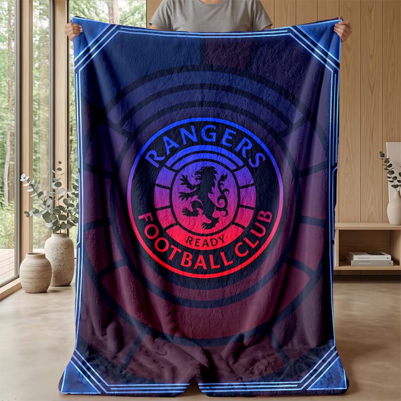 Rangers FC Weiche Flanell-Fleece-Decke Leicht Gemütlich Warm Überwurfdecke für Sofa Bett Heimdekoration