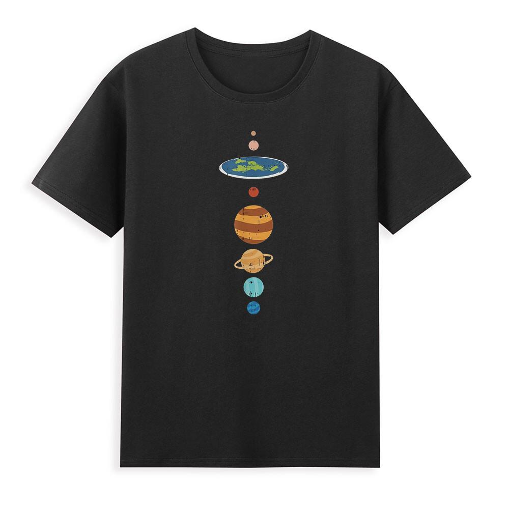 Flat Earth And Planets Funny Conspiracy Theory Earthers Gift Retro Unisexs Tshirt S