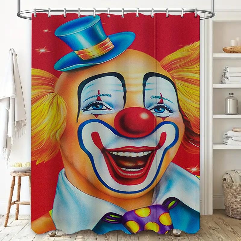 Colorful Clown Face Shower Curtain Creative Bathroom Decor for Kids and Adults Perfect Gift Idea