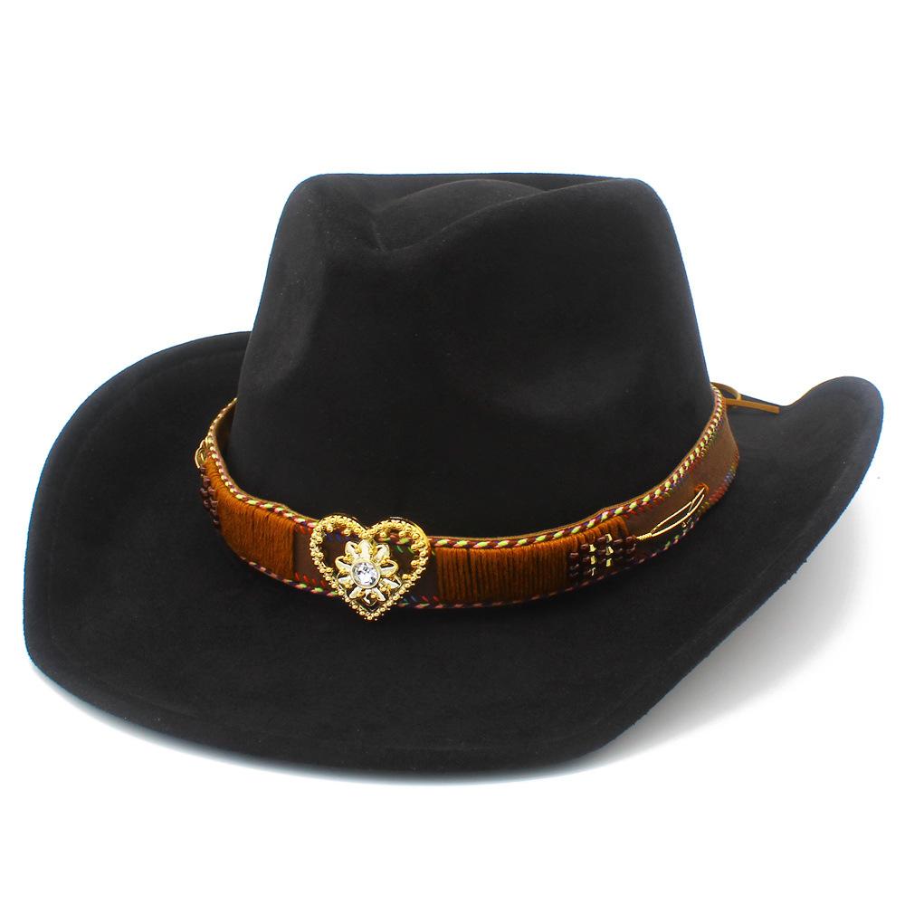 Vintage suede western cowboy hat unisex tweed stage performance party hat love decorative jazz hat