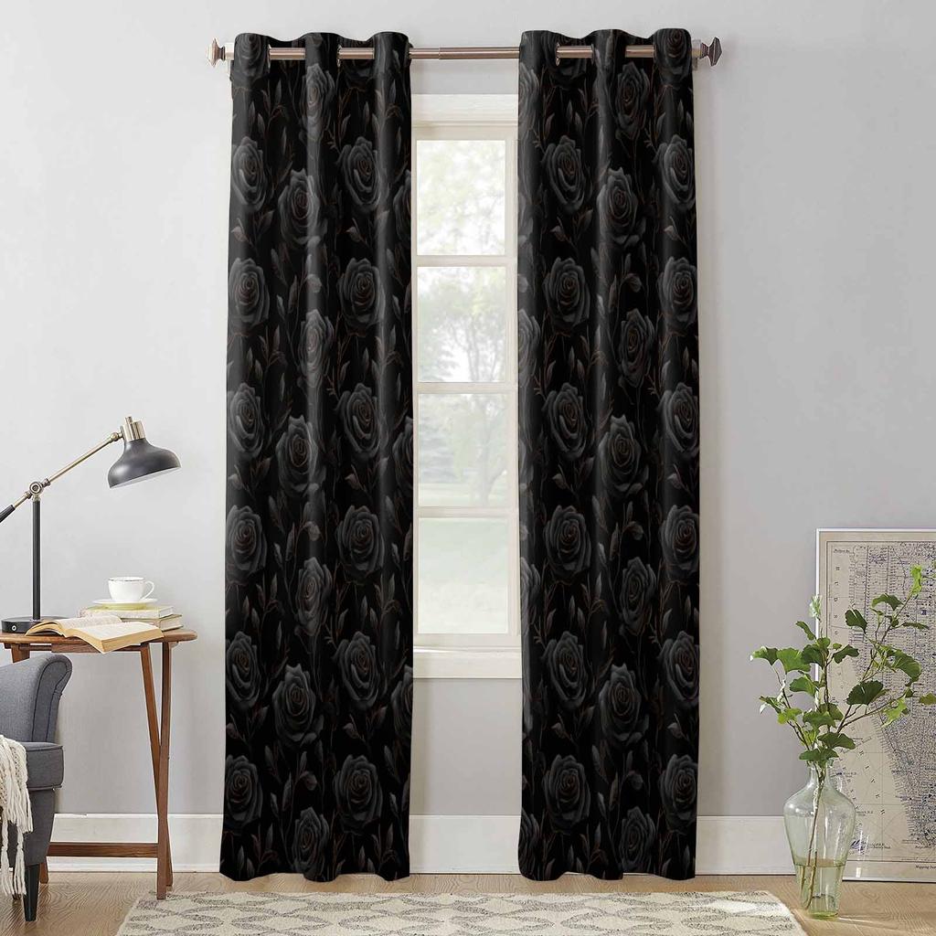 Rose Flowers Leaves Window Curtains for Living Room Luxury Bedroom Curtain Kitchen Blinds Drapes Curtains