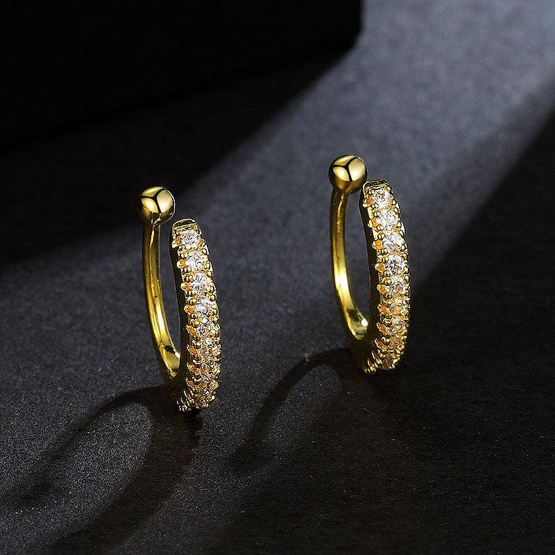 New Trendy Fashion Temperament Exaggerated Round Diamond-set Semi-round Ear Clips